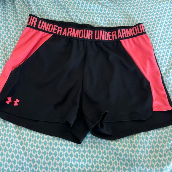 Under Armour Women's Athletic Shorts in Black and Pink - Picture 2 of 6
